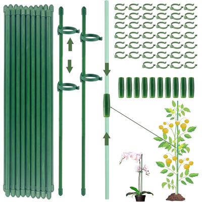 TEMU Support For Plants, Trellis Assistance, Set Of 20 Holders, Includes 40 Carabiners And 10 Extension Tubes, Suitable For Tomato Trellising, Indoor Plants, And Shrub Support (total Of 110pcs) Image