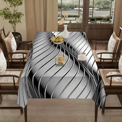 TEMU 1pc Simple Rectangular Polyester Tablecloth, Spring/summer Dining - Easy To Clean, Suitable For Indoor/outdoor Use, Ideal For Home Kitchen And Restaurant Decoration Image