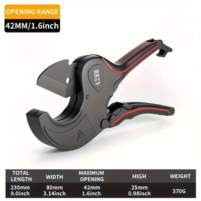 TEMU Oudisi Heavy-duty Pipe Scissors - Ideal For Cutting Pvc, Pu, Pp, Pe, Vinyl & Rubber Pipes | Electricians & Woodworkers Image