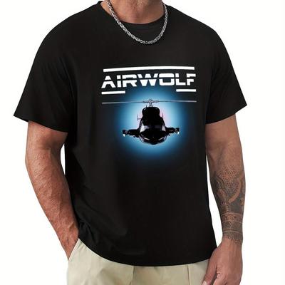 TEMU 180g Airwolf Tv Series Pattern Quick-drying Top T-shirt With Short Sleeves Men's Image