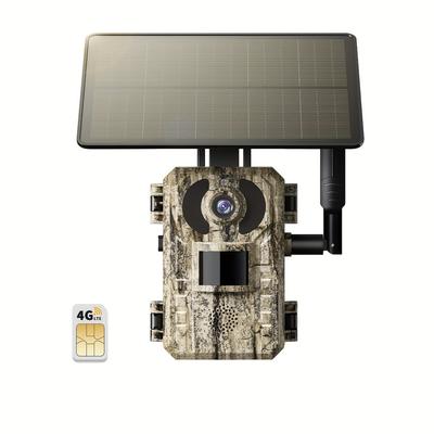 TEMU 4g Lte Ultra-high Definition Cellular Trail Camera, 2.7k Live Broadcast Call, Built-in Sim Card, 0.2s Motion Activation Function, With Solar Panel, Suitable For Hunting Cameras In The Image