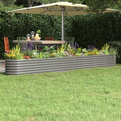 TEMU Elegant Gray Powder-coated Steel Raised Garden Bed, 131x16x14 Inches - Plant Enthusiasts To Their Gardens, & Patios Image