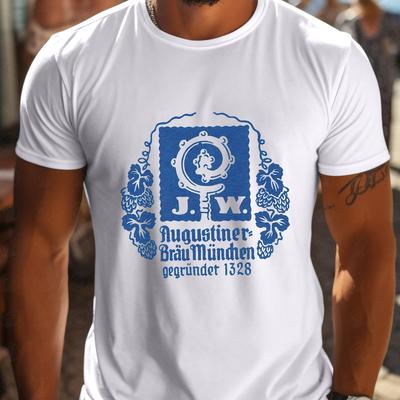 TEMU Munich Men's Casual Short-sleeve T-shirt - Dark Color, Printed Design, Fit For Summer , Outdoor Tshirt | Printed Tee | Print Shirt Image