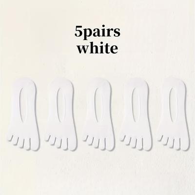 TEMU 3/5 Pairs Of Flip Flop Toe Socks, Men's Five-toe Socks, Solid Color Ultra-thin Summer Socks For Men, Invisible Boat Socks, Shallow Mouth Silicone Non-slip Socks For Men. Image