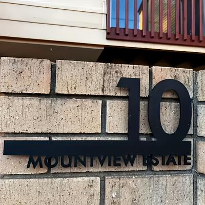 TEMU Customizable Number - Modern Outdoor Address Sign With Hidden , Black Finish Wall Decor Plaque, Easy For Home Or Business Installation On Walls Image