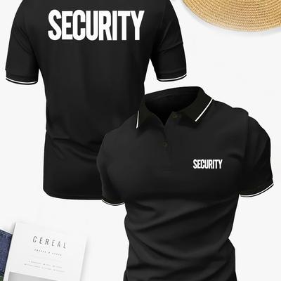 TEMU Men's Breathable Security-themed Shirt - Regular Fit, Short Sleeve, V-neck, Golf & Casual Wear, Ideal Father's Day Gift, Golf Shir Image