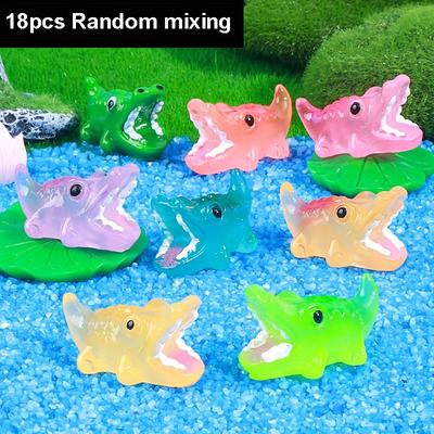 TEMU 18pcs Luminous Resin Crocodile Figurines - Cartoon Animal Statues For Decor, , No Electricity Needed, Ideal For Christmas, Halloween, Easter, Holidays Image