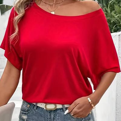 TEMU Nian Nian's Directional Spicy Sexy Off-shoulder Top For Women, New Summer Style, Lightweight Lazy Knit Long-sleeve T-shirt. Image