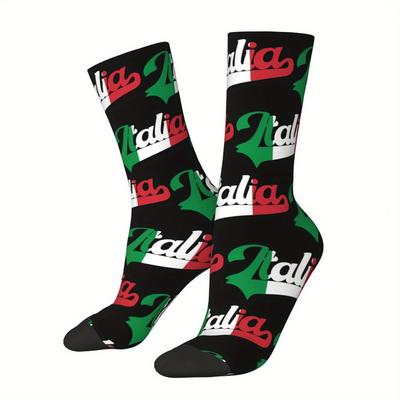 TEMU Italy Flag Sock Printed Man Polyester Image