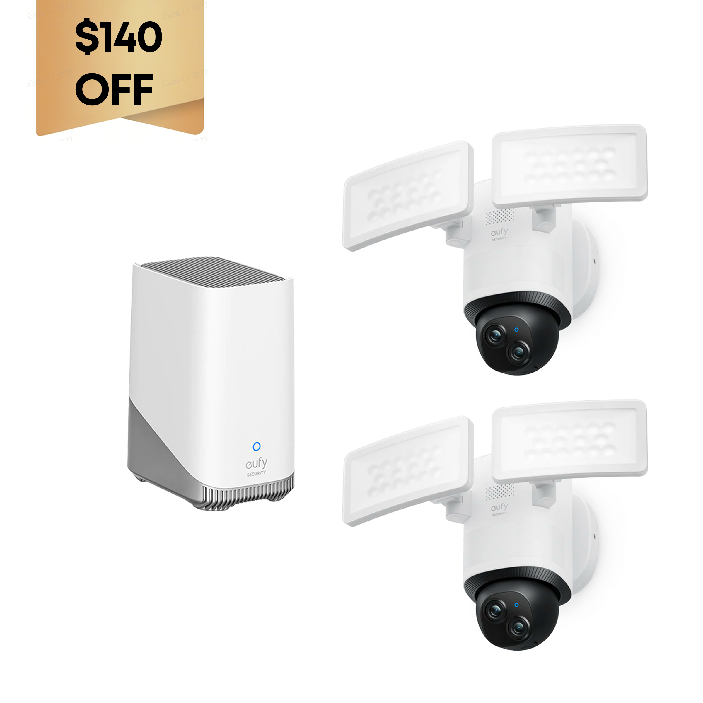Floodlight Camera E340 (2-Cam Pack) + eufy HomeBase™ S380 White