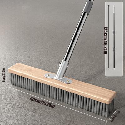 TEMU Stainless Steel Wire Floor Brush Set For Removing Moss, Hard Hair, Long Handle Cleaning Brush, Kitchen, Bathroom, Cement Floor, Steel Wire Brush Image