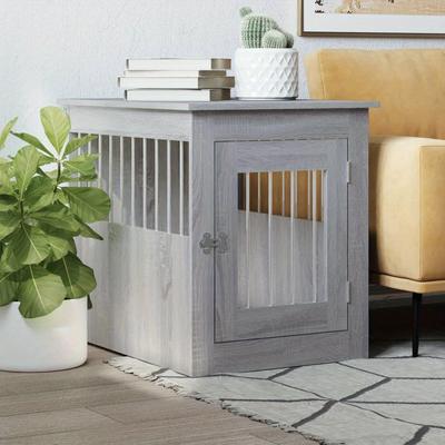 TEMU Grey Furniture Style Dog Cage 55x75x65 Cm Wood Material Image