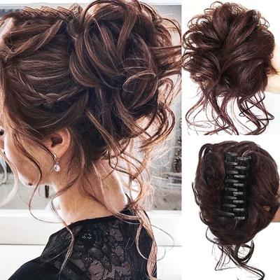 TEMU 6-inch One-piece Claw Clip Synthetic Braided Hair Bun, Soft And Natural, Daily Cosplay And Special Occasions, Ideal For Beginner Image