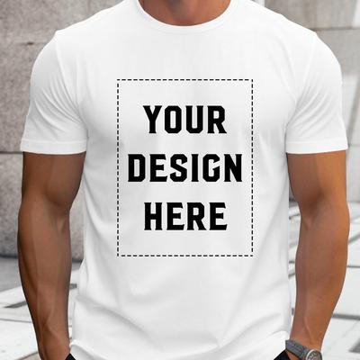 TEMU Men's Customizable Short Sleeve T-shirt - Personalized Design Here, Quick-dry Polyester, Crew Neck, , Everyday Wear, Casual Wear Tee | Personalized Tshirt | Quickdry Image