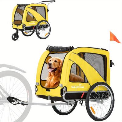 TEMU Dog Bike Trailer Xl, 2-in-1 Dog Trailer & Jogger Up To 40 Kg, Foldable With Brakes And Trailer Coupling For Medium And Large Dogs Image