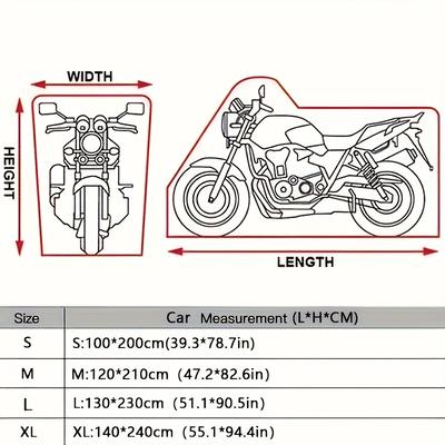 TEMU 1pc Peva Motorcycle Cover, Waterproof Universal Fit, Lightweight, Scratch Resistant, Dustproof, Sun Protection, Uv Shielding, Easy Fold, Suitable For Bicycles And Motorcycles, Silvery Image