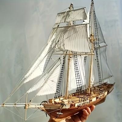 TEMU Handmade Wooden Sailboat Model Image