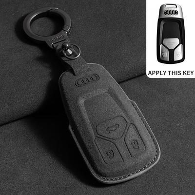 TEMU For 3d Full Flip Fur Key Case, Compatible With A6l, A4l, Q5l, A3, A6, A8, Q3, Q7 - Stylish Black Fur Key Holder With Durable And Tassel, Stylish Key Storage | Sleek Key Holder | Luxurious Image