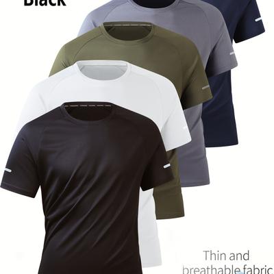 TEMU Single Pack Men's Short-sleeved T-shirt Quick-drying Round Neck Summer Sports Shirt Image