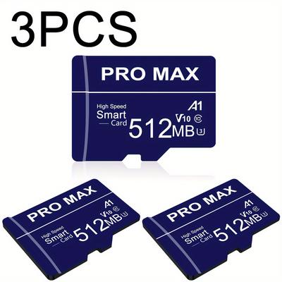 TEMU 3pcs Cards, Pro , A1 Class 10 U3 V30, 1gb/512mb/256mb/128mb/64mb, For Smartphones, Tablets, Cameras, Car Audio, Game Consoles & More With Secure Real Capacity Storage Image