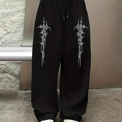 TEMU Home Relaxation] Women's -leg Casual Sweatpants With Unique Swords Print, Drawstring Waist - Polyester, Machine Washable - Spring/fall Image
