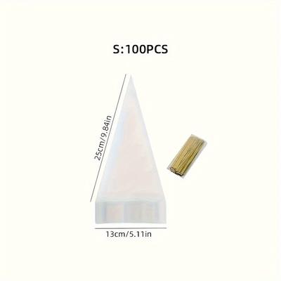 TEMU 100pcs Cone Shaped Transparent Plastic Candy Bags With 100pcs Golden Twist Ties For Party Favors, Wedding, Birthday, Treat Packaging Image