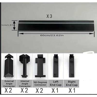 TEMU 1 X 11pcs Aluminum Wall Trim And Trim Kit With Led Channel System With Connectors, End Caps, Metal Gutter Light , Base Plate For Living Room, Bedroom, Kitchen (led Strip Not Included) Image