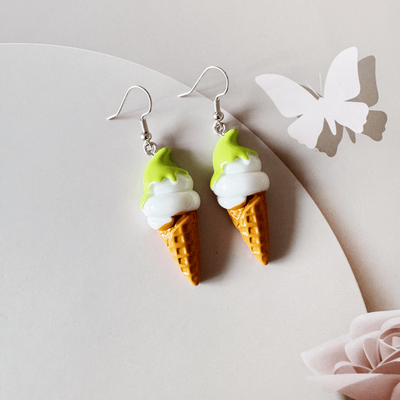 TEMU Pair Of 3d Ice Cream Resin Earrings - Fun, Cute, Elegant - With , Casual Attire & Vacation, Ideal Gift, Quirky Earrings Image