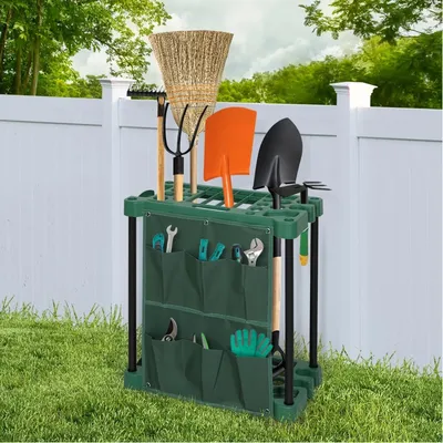 Tool Storage Rack 33 Compartments Large Garden Tool Organizer Lightweight Construction Farm Tool Household Multi-Purposes Stand
