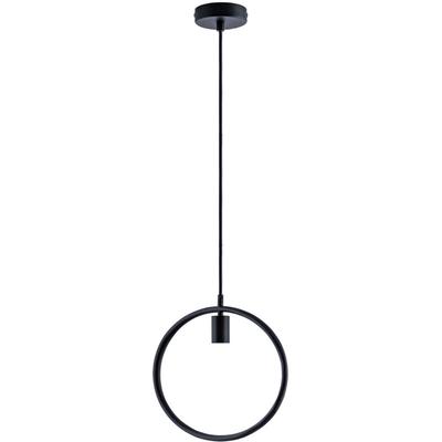 Paco Home - Pendelleuchte Hängelampe Esszimmer Rund Ring 1,5m Textilkabel Kürzbar E27 Schwarz, Image