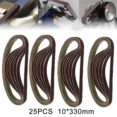 25pcs/Set Sanding Belts 330 X 10mm Air Finger Sander Sanding Belt 60/80/100/120 Grit For Wood Paint