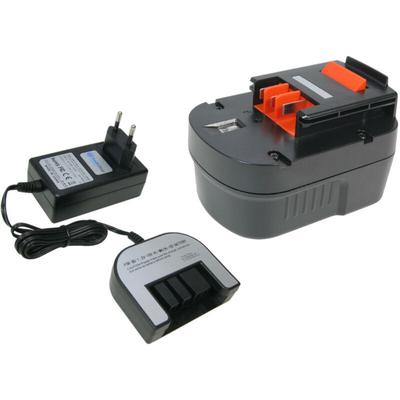 Trade-Shop 2in1 Set: Ni-MH Akku 12V / 2000mAh + Ladegerät für Black & Decker KC2000F PD1200 PS122K Image