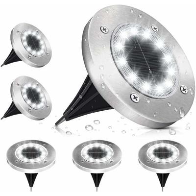 Solarlampe für den Außenbereich, Solar-Gartenleuchte, 12 LEDs, Bodenbeleuchtung, 6000 K, Kaltweiß, Image