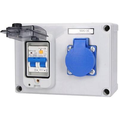 Wandsteckdose, Steckdosenkasten, deutscher Standard 200–250 V mit 230 V, 40 A, 1P + N RCD Image