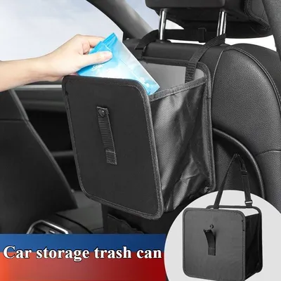 1PC Car Mounted Garbage Bin Portable Hanging Garbage Basket Rear Storage Compartment Waterproof Garbage Bin Storage Box