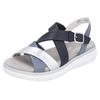 Riemchensandale REMONTE "Elisabeth Hurley-Collection", Damen, Gr. 42, silber (blau, silberfarben), Leder, casual, Schuhe, Keilabsatz, Sommerschuh, Sandalette mit Kreuzbandage