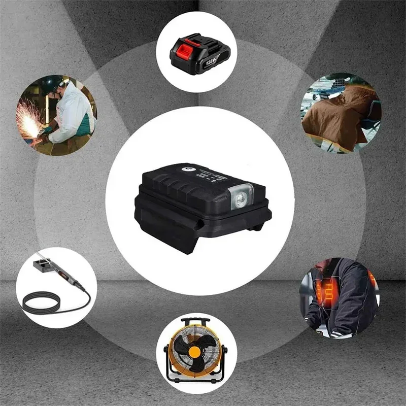 Adapter LED Arbeits scheinwerfer für Makita 14,4 V/18V Li-On Batterie bl1830 bl1430 bl1850 Dual USB Konverter mit LED Lampe für Makita Image