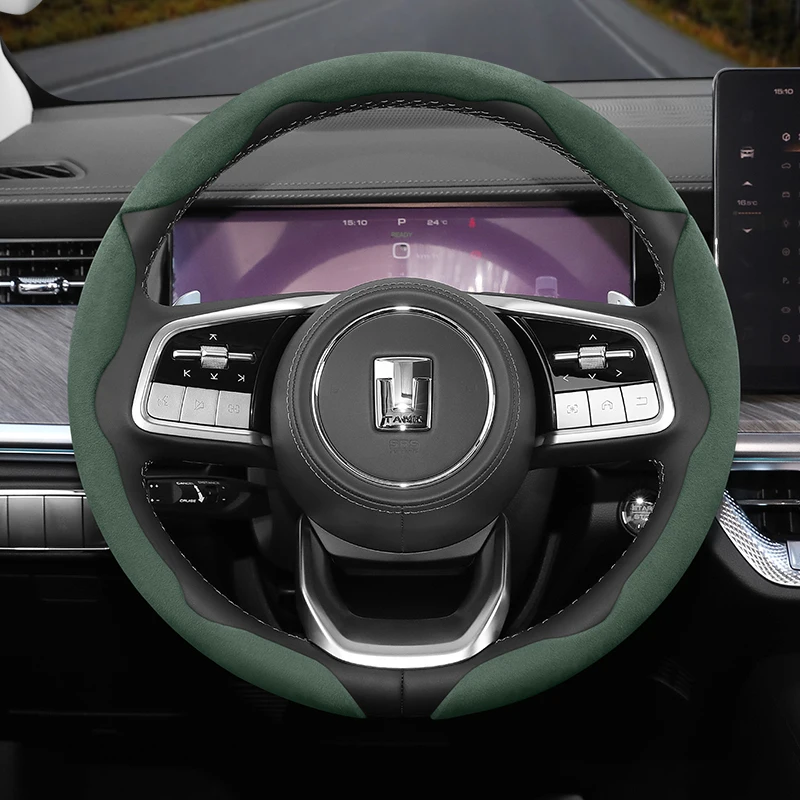 Geeignet für Tank, rutschfeste Schnalle, segmentierter Wildleder-Lenkradbezug, geeignet für 300 400 500 700 800 Hi4T Hi4Z Winter- und warmes Zubehör Image