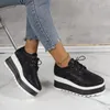 Damen Plattform Keil absatz Schuhe lässig Schnürung Outdoor-Schuh bequeme High Heel Sneakers Low Top