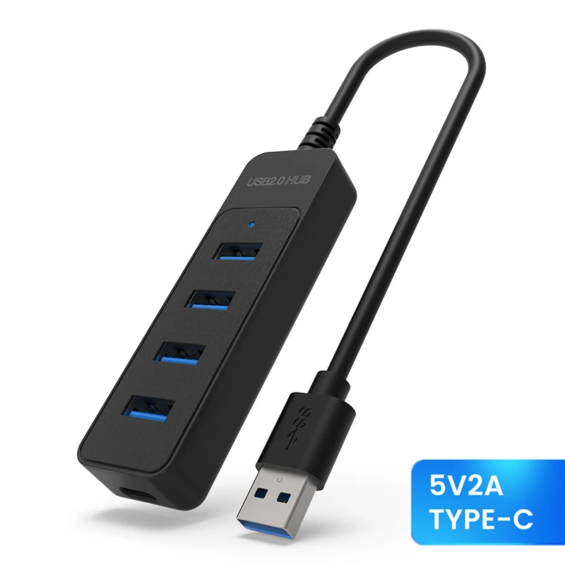 4 Ports USB Splitter Multiport USB 3.0 HUB Typ C Power Port 5 Gbit/s High Speed HUB Docking Station für MacBook Laptop Zubehör Image