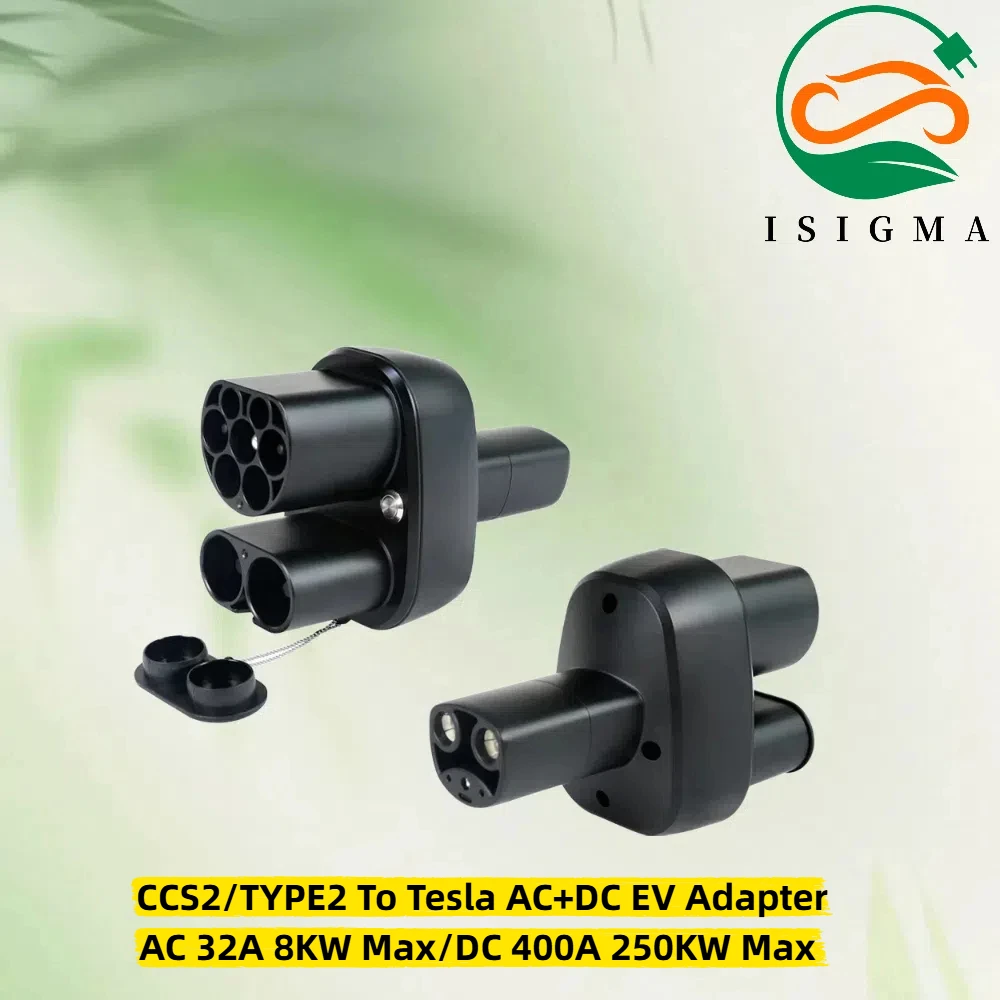 ISigma CCS2 auf Tesla 400A AC+DC-Adapter CCS2-Kombi-Adapter, unterstützt CCS2- und Typ2-Ladegerät, passend für NACS-Elektrofahrzeuge Image