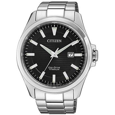 Solaruhr CITIZEN, silber (silberfarben, schwarz), Armbanduhren, Herren, Armbanduhr, Herrenuhr, Titan Image