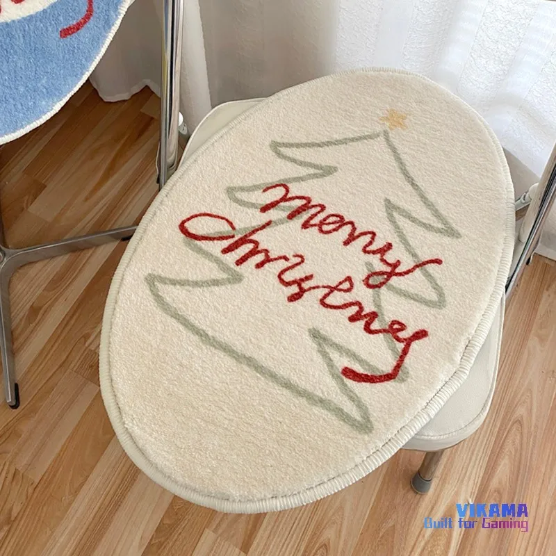 VIKAMA Ins Wind Room Flanellteppich, Schlafzimmer-Nachttischteppich, oval, niedlich, rutschfest, für Badezimmer, Kinder, Fußmatten, Heimdekoration Image