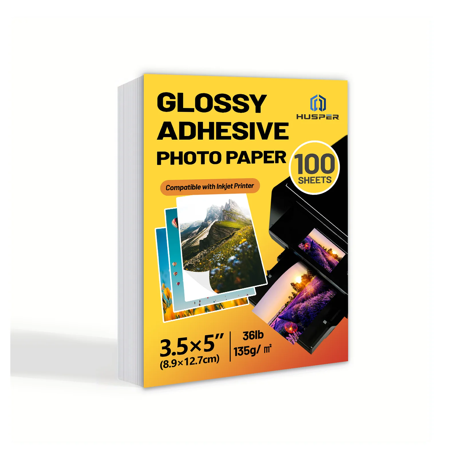 100 Blatt 3R selbstklebendes glänzendes Fotopapier 3,5 x 5 Zoll 135 g/m2 für Tintenstrahldrucker Aufkleberpapier Image