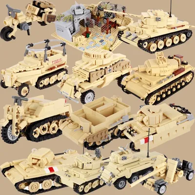 Nordafrika nischer Krieg Militär panzer Bausteine Deutsch UK Armee Soldat Figur gepanzertes Fahrzeug Image