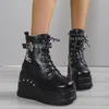 2024 neue Stiefel für Damenmode heißer Verkauf Punk Goth Plattform Heels Wedge Damen stiefel lässig Goth Punk Größe Damenschuhe