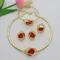 Dubai Woman Jewelry Set Brazillian Gold Plated Hollow Surround Necklace Simple Flower Style Free