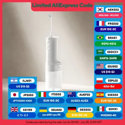 XIAOMI MIJIA Electric Oral Irrigator 2 – Ultrasonic, 3 Modes, 200mL Tank, 2-Min Auto-Off,90-Day