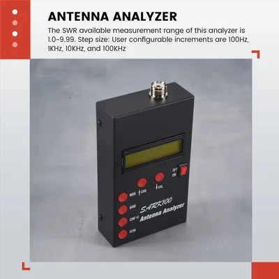SARK100 Antenna Analyzer Meter 1-60MHz Shortwave SWR Antenna Analyzer with 1.0 to 9.99 SWR Usable