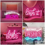 Mais les premiers sourcils enseigne au néon mur LED salle de beauté décor néon USB beauté Solon cils